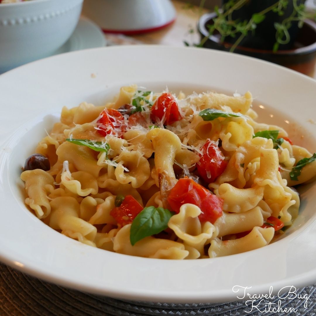 Pasta with Tomato, caper and olive